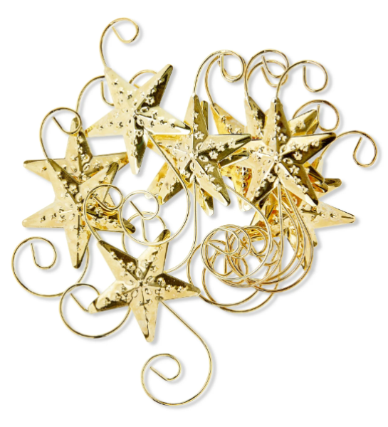 HOLIDAY Time 'Gold Star Hooks' Weihnachtsbaumhänger 12 Teile Import USA